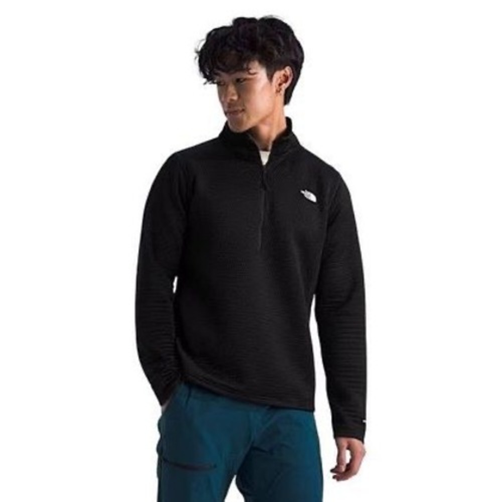 The North Face TekwarMens Black Waffle Knit Quarter‎ Zip Fleece Pullover XL